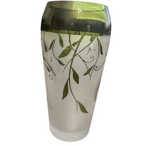 Lenox non-lead crystal vase frosted finish with etched greenery. 10” X 5”